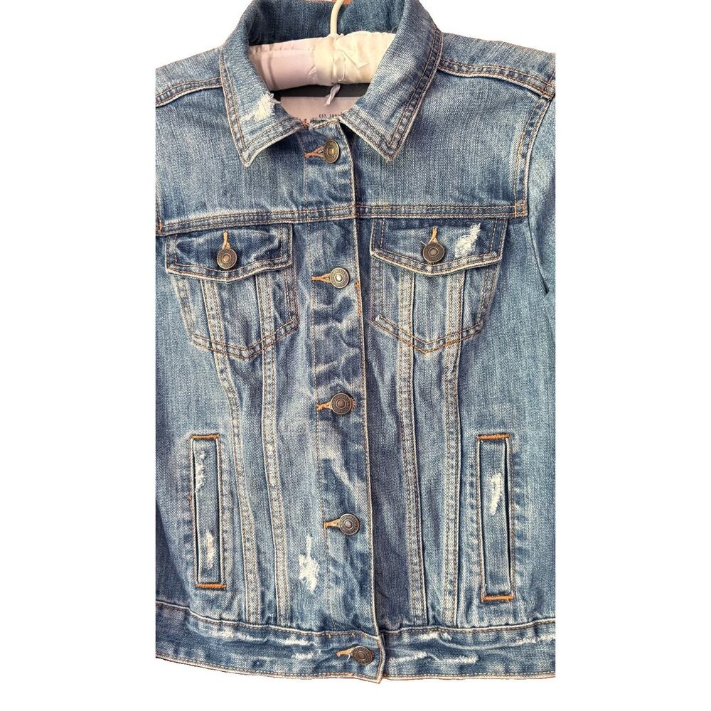 Abercrombie & Fitch Vintage Distressed Denim Trucker Jacket Y2K Women's Size M - Picture 5 of 16